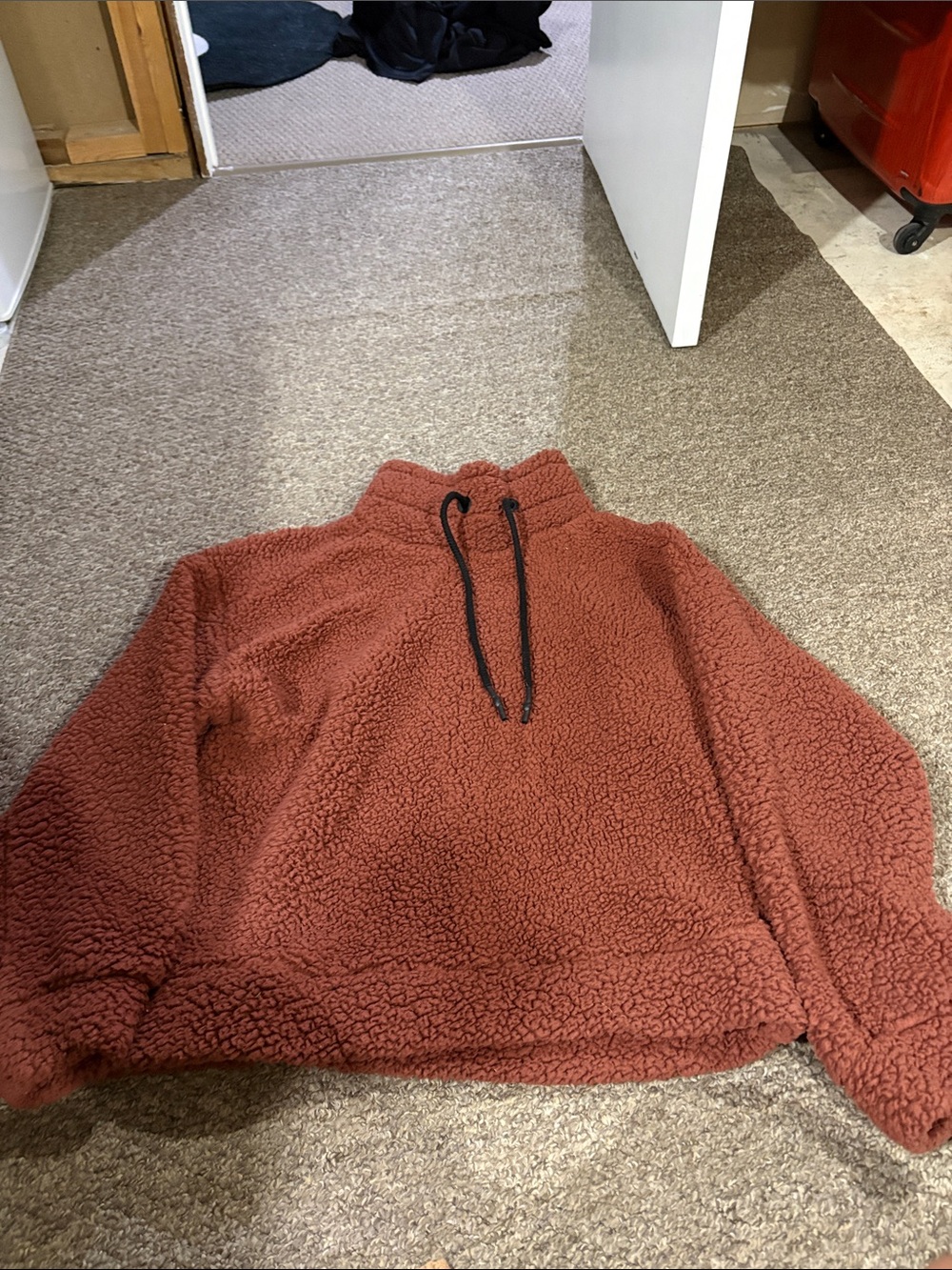 Cozy Sherpa Pullover Jacket in Rust